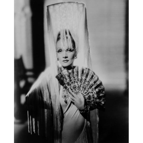 Marlene Dietrich Posed in Classic White Dres with Veil Photo Print (8 x 10)