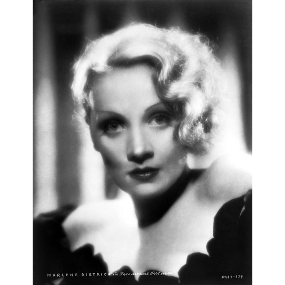 Marlene Dietrich in Black Floral Design Dress Close Up Portrait Photo Print (8 x 10)