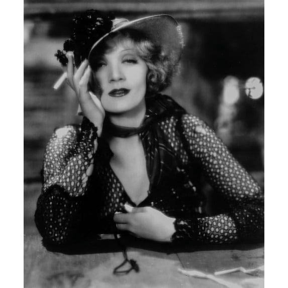 Marlene Dietrich in Black and White Dress with Black Background Photo Print (8 x 10)