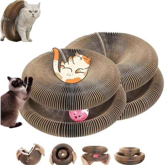 Marlene Kitty Kurlz, Kitty Curls Cat Toy, Cat Kurlz, Reversible Infinity Style Magic Organ Cat Scratching Board, Made from Recycled Corrugated Cardboard Durable & Long Lasting (2Pcs)