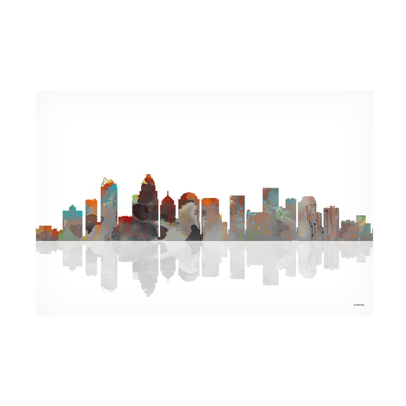 Trademark Fine Art Marlene Watson Charlotte North Carolina Skyline Canvas Wall Art - 12x19
