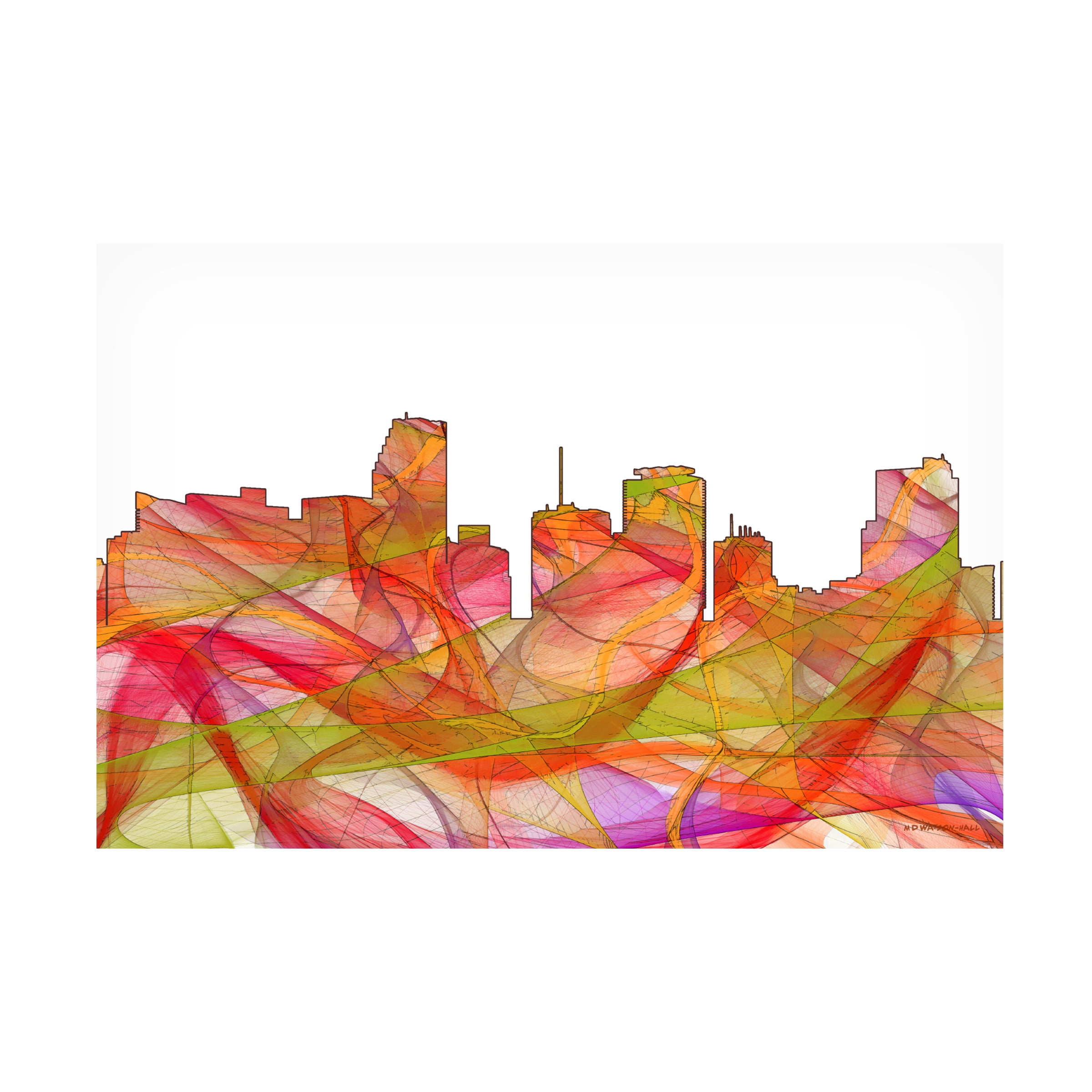 Marlene Watson 'Miami Florida Skyline Summer Swirl' Canvas Art
