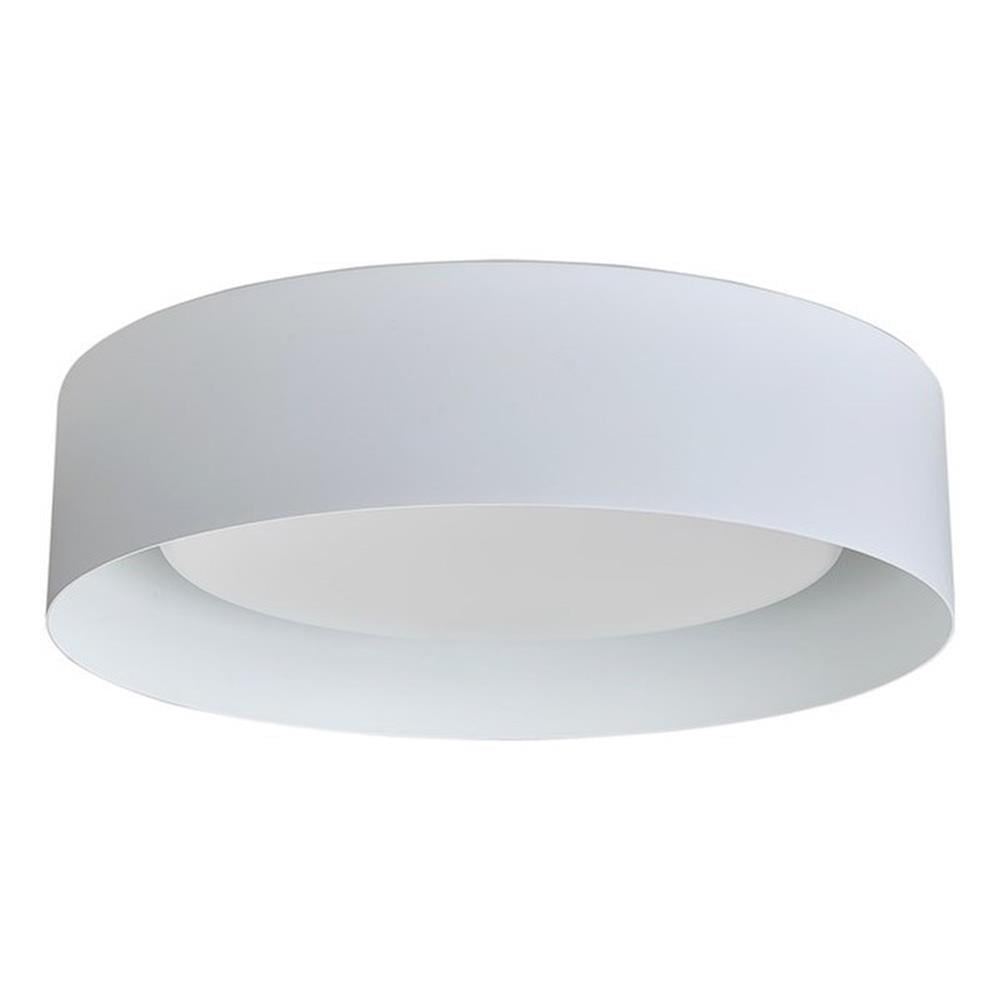 White Glass LED Drum Shade Flush Mount Ceiling Light