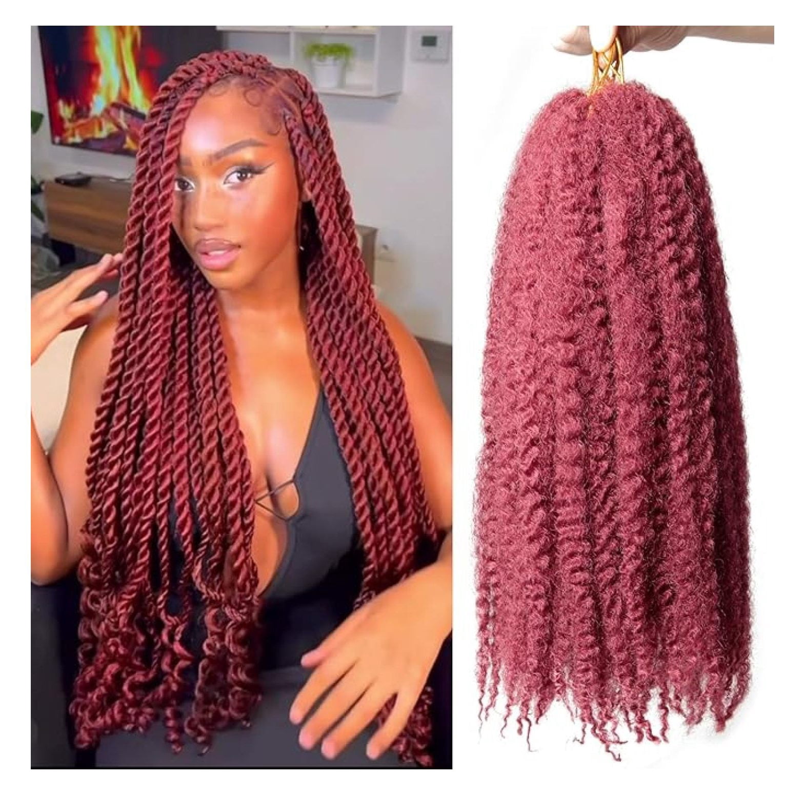 Marley Braiding Hair 24 inch Afro Kinky Curly Crochet Braids 8 Packs