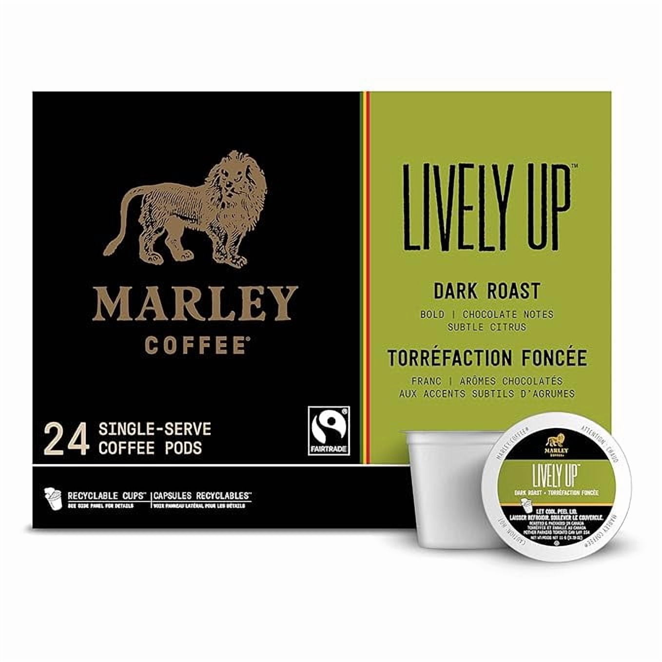Marley Coffee Lively Up, Fairtrade Certified, Dark Roast Coffee, Keurig K-Cup Brewer Compatible Pods, 96 Count