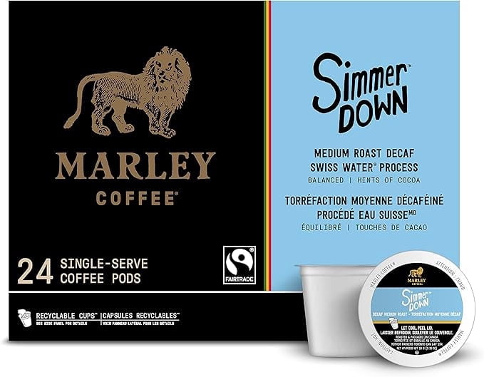Marley Coffee Simmer Down Decaf Medium Roast, 96 Count ( Pack of 4 )