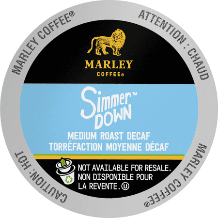 Marley Coffee Decaffeinated Simmer Down Medium Roast Flavored Coffee Pods, 24 Count