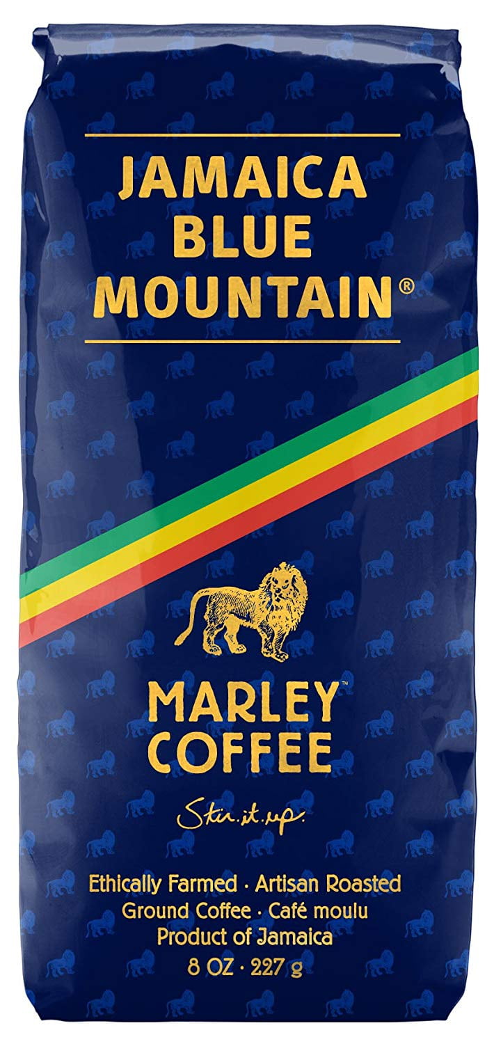 Marley Coffee Talkin' Blues, Jamaica Blue Mountain Naturally Grown Ground Coffee, 8-Ounce Bag