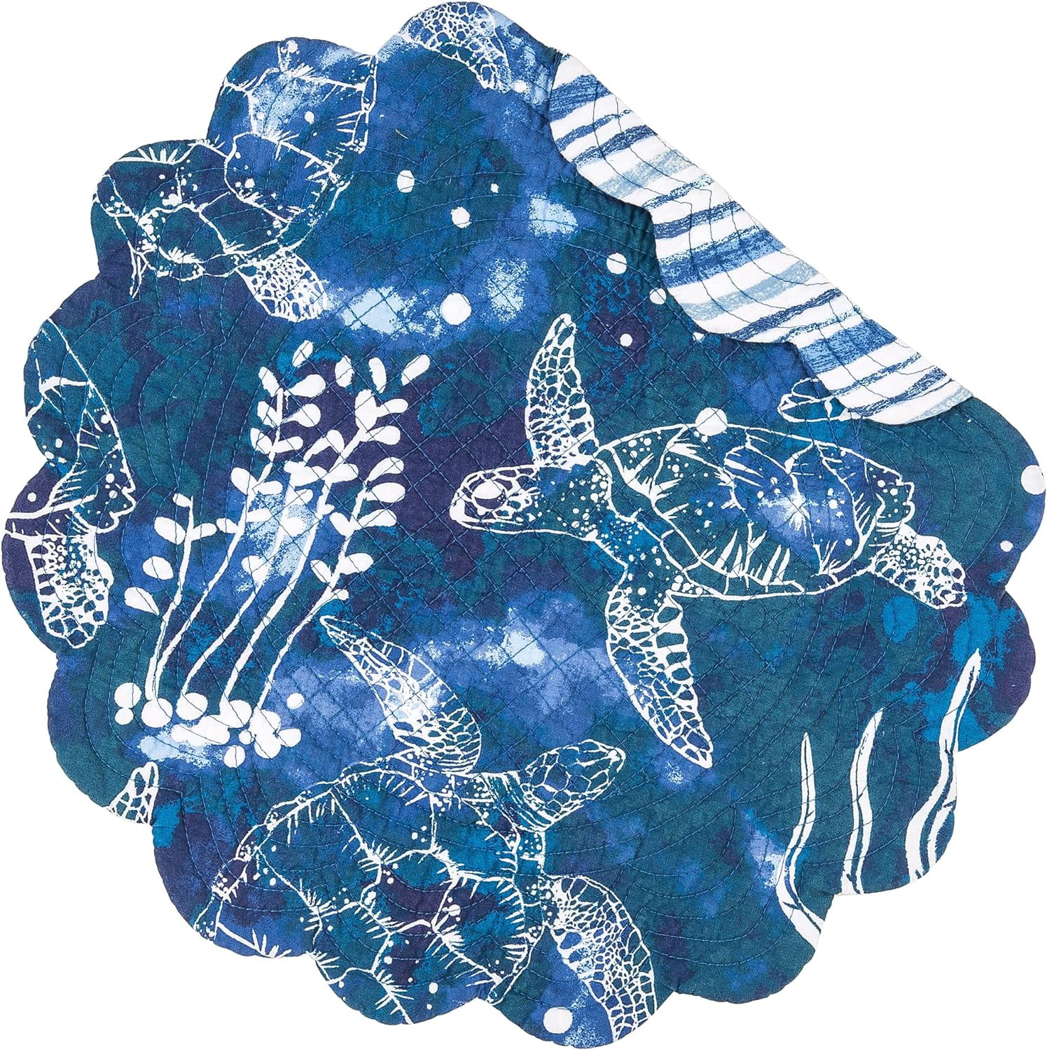 Marley Cove Round Single Placemat Blue Coastal Animals Sea Turtle