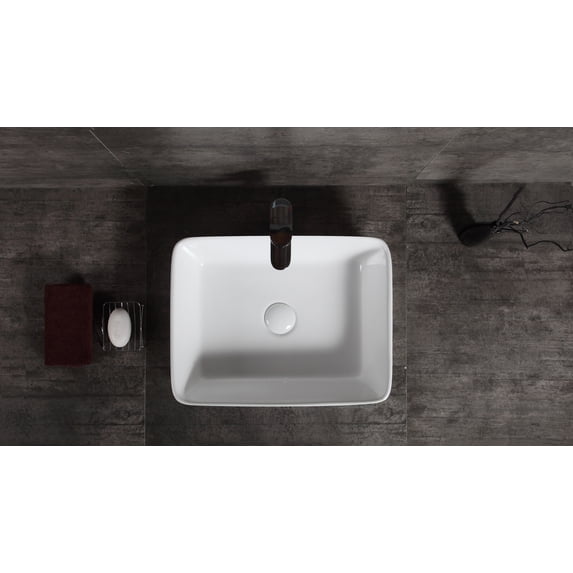 Marley Over the Counter Vessel Ceramic Basin Sink, Glossy White