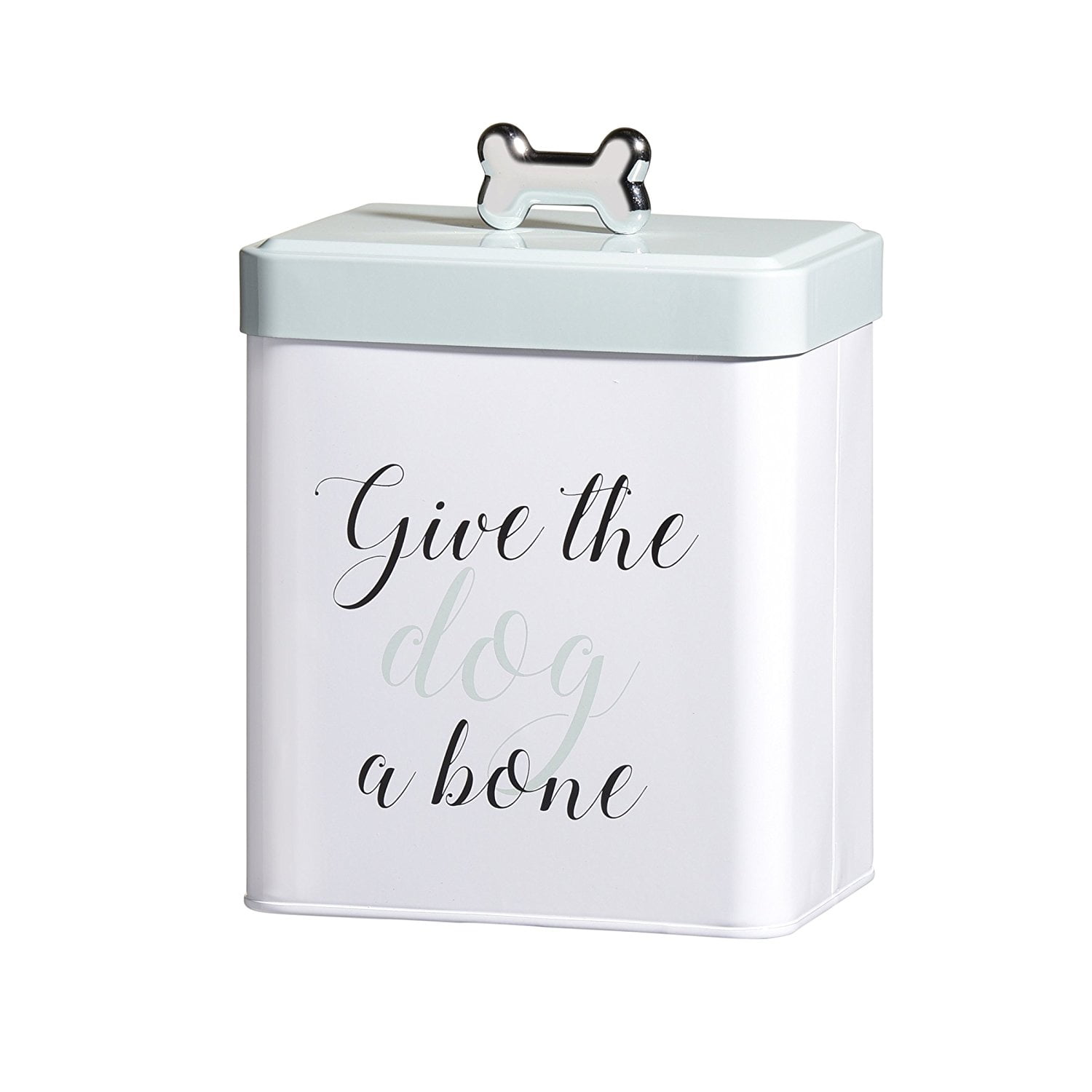 Mint and Silver Airtight Metal Pet Food Canister