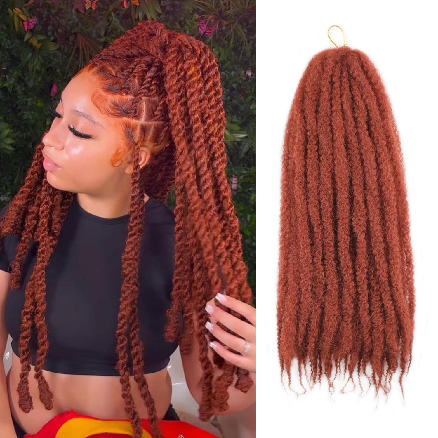 Marley Twist Braiding Hair 18 Inch Marley Twist Hair Cuban Twist Hair 8 Packs Afro Kinky Curly Twist Crochet Hair Synthetic Marley Hair Extensions (18 Inch 8packs, #350)