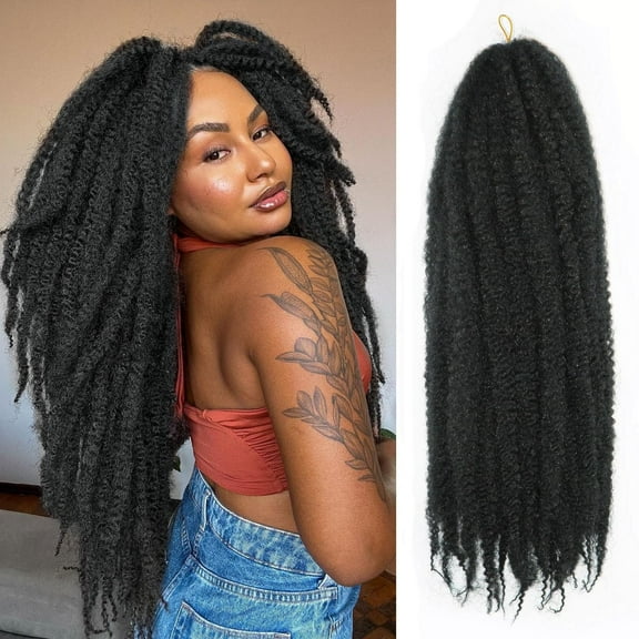 Marley Twist Braiding Hair 18 Inch Marley Twist Hair Long Cuban Twist Hair 8 Packs Afro Kinky Curly Twist Crochet Hair Synthetic Marley Hair Extensions (18 Inch 8packs, 1B)