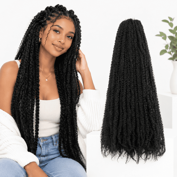 Marley Twist Braiding Hair 24 Inch 8 Packs 1b Afro Kinky
