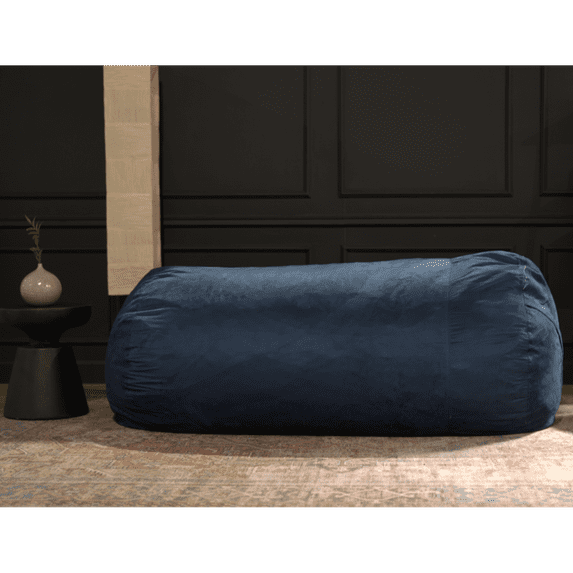 Marlin 6.5 Foot Suede Cylindrical Bean Bag, Midnight Blue