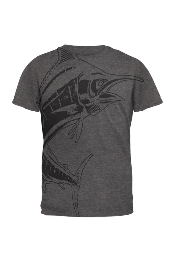 Marlin Deep Sea Predator Mens Soft T Shirt Charcoal Heather MD