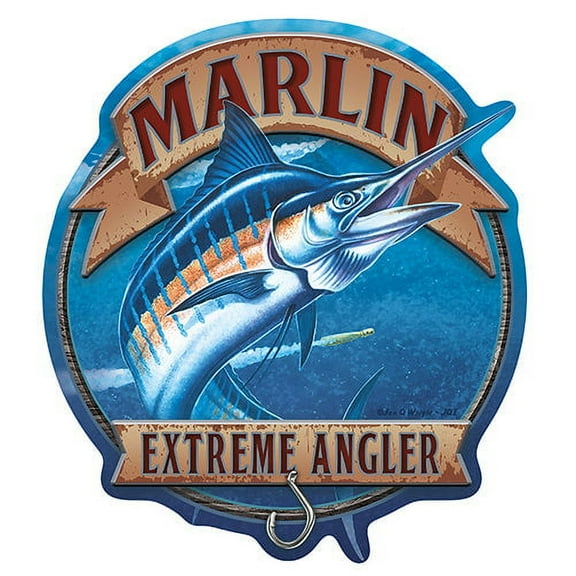 Marlin Extreme Angler Fishing Novelty Sign | Indoor/Outdoor | Funny Home Décor for Garages, Living Rooms, Bedroom, Offices | SignMission personalized gift Wall Plaque Decoration
