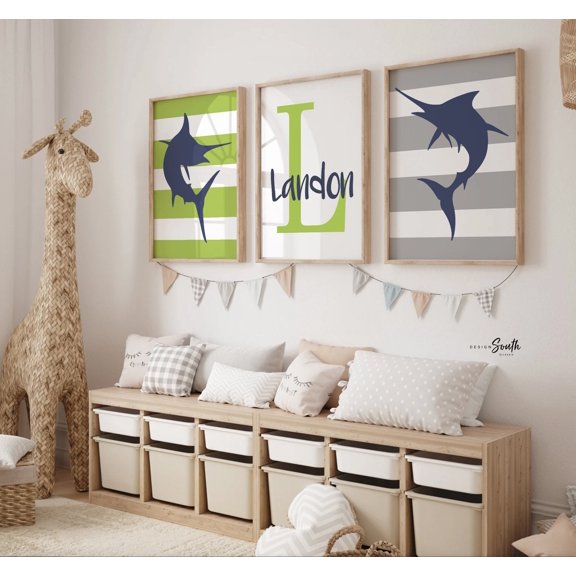 Marlin Fish Nursery Poster S , Poster Print Only