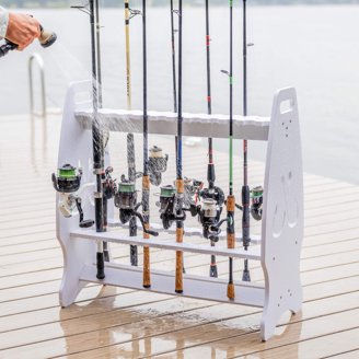 walmart fishing rod storage 1Pair Rack, Horizontal Wall Mount Fishing Pole Holder Storage Organizer for Garage & Cabin & Basement - Holds up to 5 Rod Whether its short rods VEVOR Garage Fishing Pole Rack