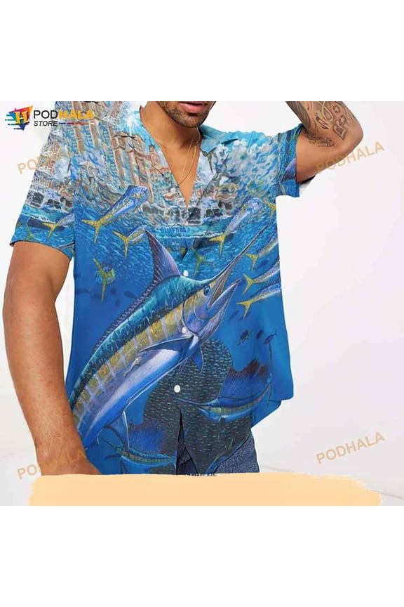 Marlin In Blue Water 3D Funny Hawaiian Shirt