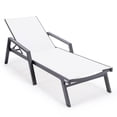 thumbnail image 1 of Marlin Patio Chaise Lounge Chair with Armrests in Black Aluminum Frame, White, 1 of 1