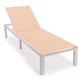 thumbnail image 1 of Marlin Patio Chaise Lounge Chair with White Aluminum Frame, Light Brown, 1 of 1