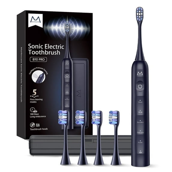 Marlincare Sonic Electric Toothbrush for Adults , Rechargeable Toothbrush,180-Day battery life, Blue