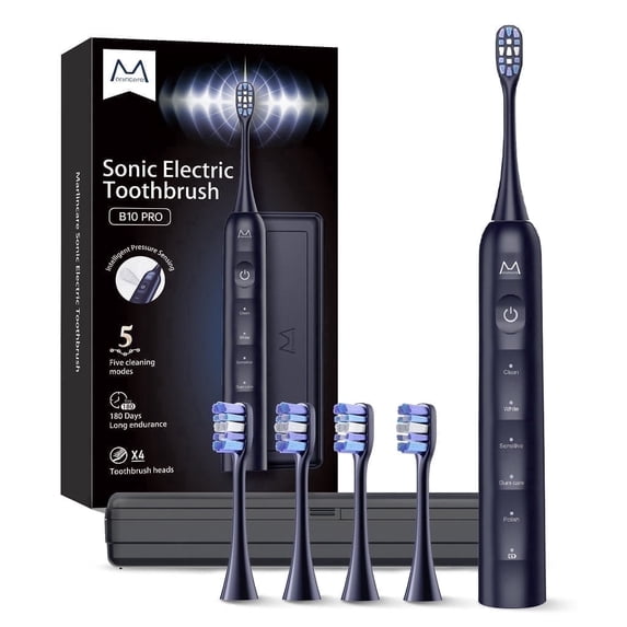 Marlincare Sonic Electric Toothbrush for Adults , Rechargeable Toothbrush,180-Day battery life, Blue