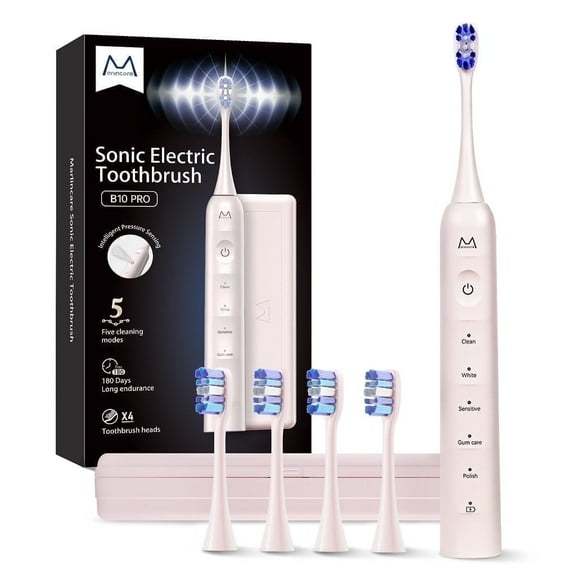 Marlincare Sonic Electric Toothbrush for Adults,10X more Plaque Removal,Travel Electric Toothbrush,Pink