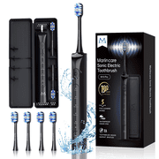 Marlincare Sonic Electric Toothbrush for Adults,Rechargeable Powered Toothbrush,180-Day Battery, 12x Plaque Removal,IPX8 Waterproof, Black