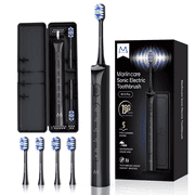 Marlincare Sonic Electric Toothbrush for Adults,Rechargeable Powered Toothbrush,180-Day Battery, 12x Plaque Removal,IPX8 Waterproof, Black
