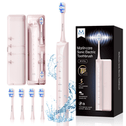 Marlincare Sonic Electric Toothbrush for Adults,Rechargeable Powered Toothbrush,180-Day Battery, 12x Plaque Removal,Low Noise, Pink