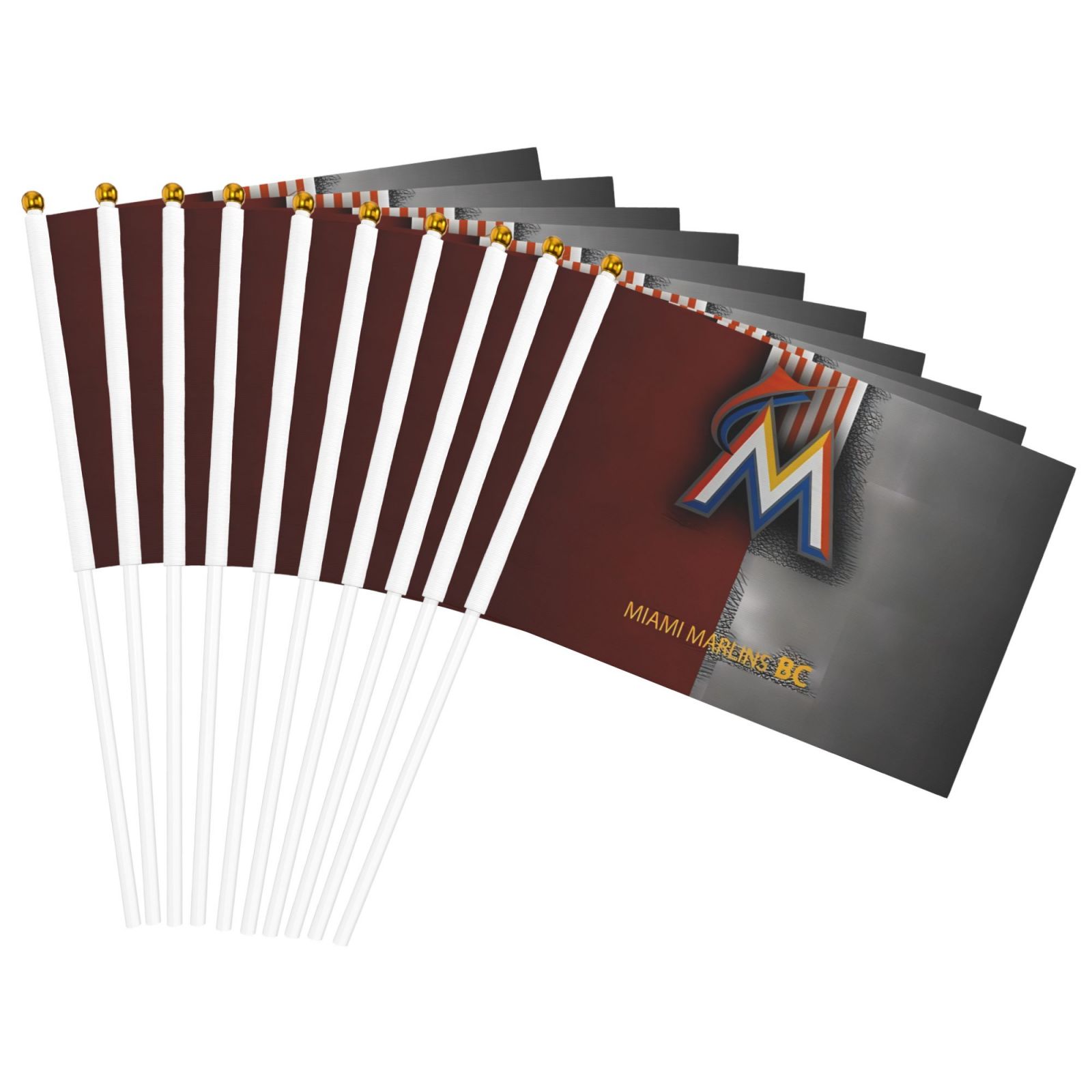 Spectator Hand Roster Fan Marlins Baseball Team Double Sided Hand Waving Flag(Pack of 6 or 10 ...