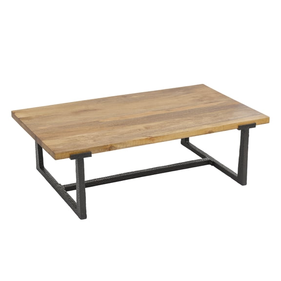 Marlon 48" Coffee Table - Handmade Aluminum Cast Frame - Mango Wood Top