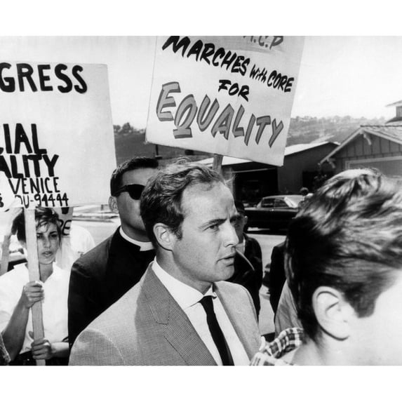 Marlon Brando Marches With Core Picketers Against Segregated Housing In Torrance History (36 x 24)