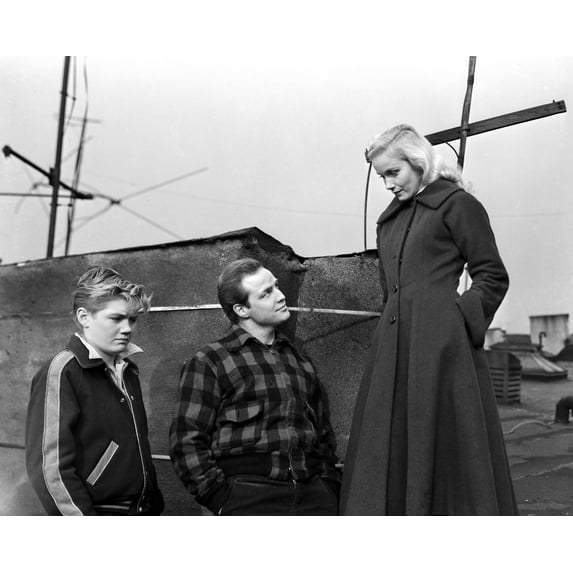 Marlon Brando Staring to a Girl in Coat with a Boy Photo Print (24 x 30)