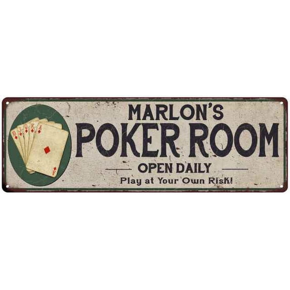 Marlon's Poker Room 6x18 Metal Sign Game Decor 106180048331