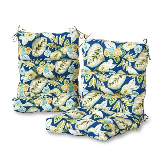 Marlow Blue Floral 44 x 22 in. Outdoor High Back Chair Cushion (2-Pack) by Greendale Home Fashions