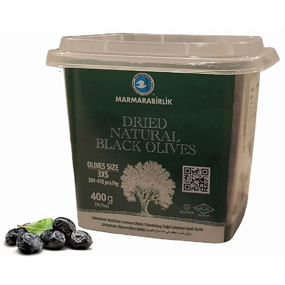 Marmarabirlik Dried Natural Black Olives 400g, pack of 1