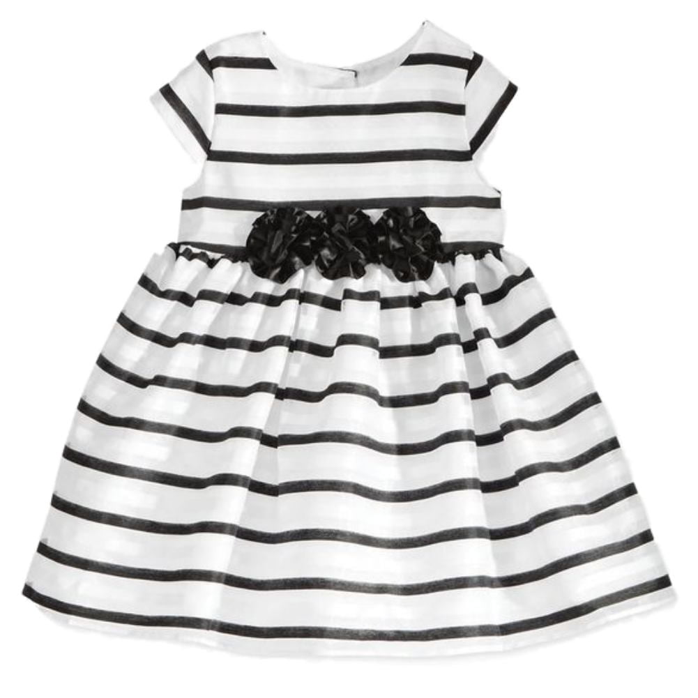 Marmellata Infant Girls Black White Striped Holiday Christmas Party Dress 18M