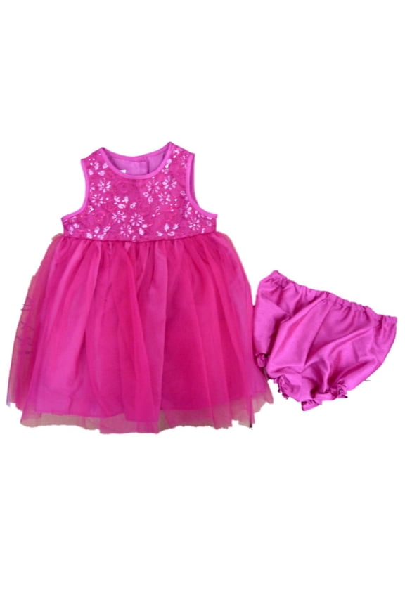 Infant & Toddler Girls Sparlky Pink Special Occasion Party Dress 18m