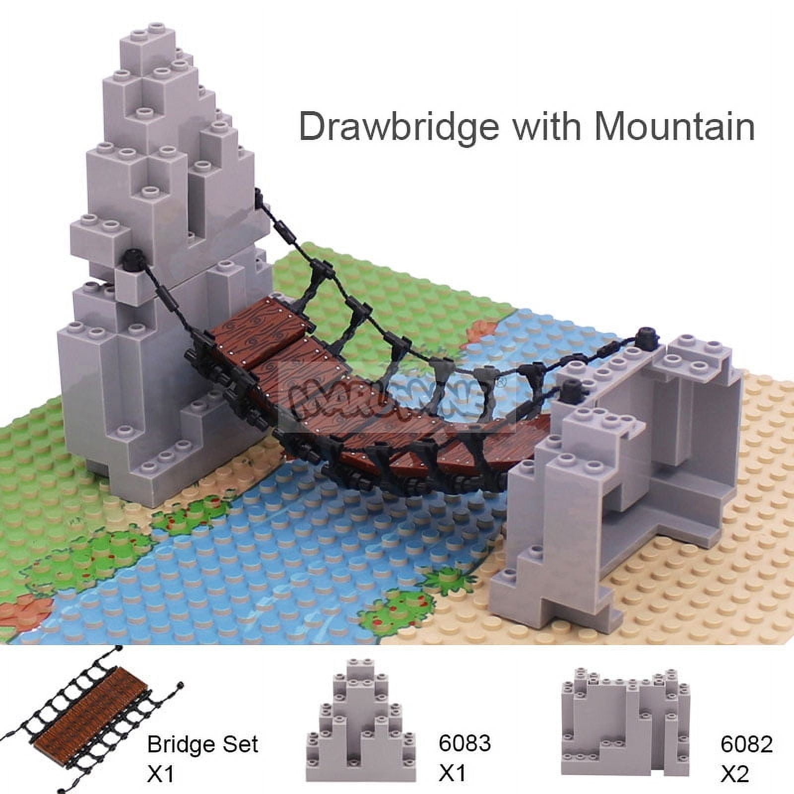 Marmine MOC Blocks Drawbridge Set Mountain Jungle Forest Construction ...