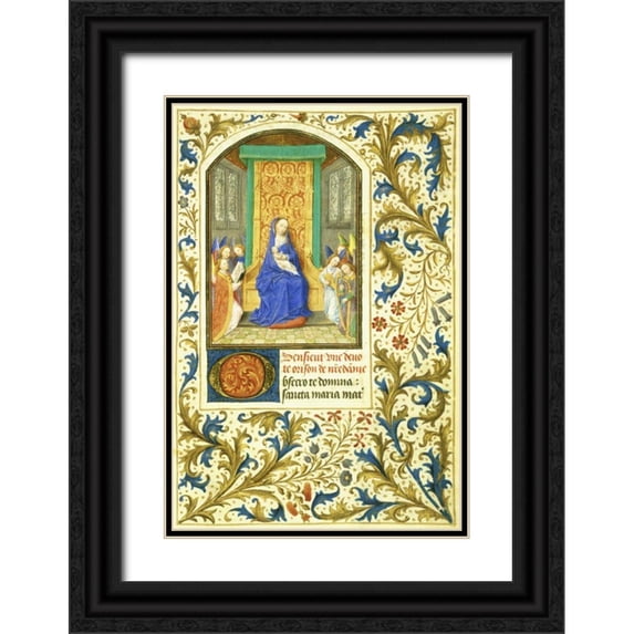 Marmion, Simon 11x14 Black Ornate Wood Framed with Double Matting Museum Art Print Titled - The Virgin Enthroned : Book of Hours - Detail