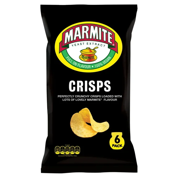 Marmite Potato Crisps 6 x 25g, Imported from Britain