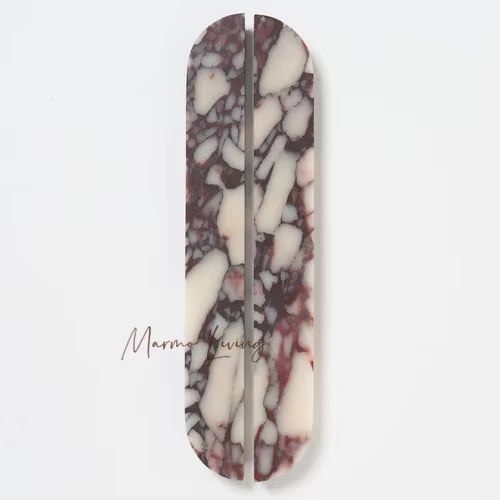 Marmo Living 32x4cm Calacatta Viola Natural Marble Cabinet Pulls Door Handles with Installation Screws, 2 Piece