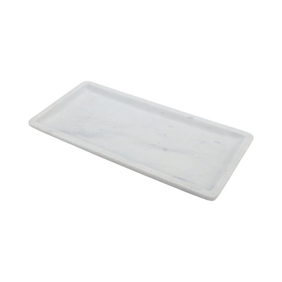 Stone Tek Rectangle White Marble Medium Serving Plate - Italian - 11 3/4" x 5 3/4" x 3/4" - 1 count box
