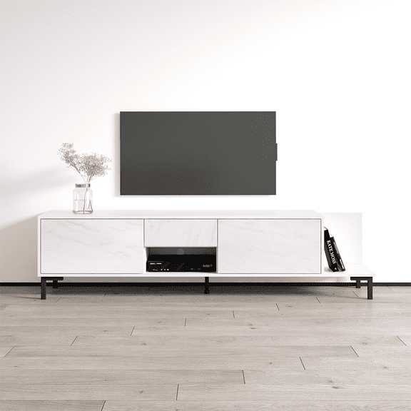 Marmo TV Stand for TVs up to 85", Modern Matte 77" Entertainment Center, TV Media Console with Storage Cabinets
