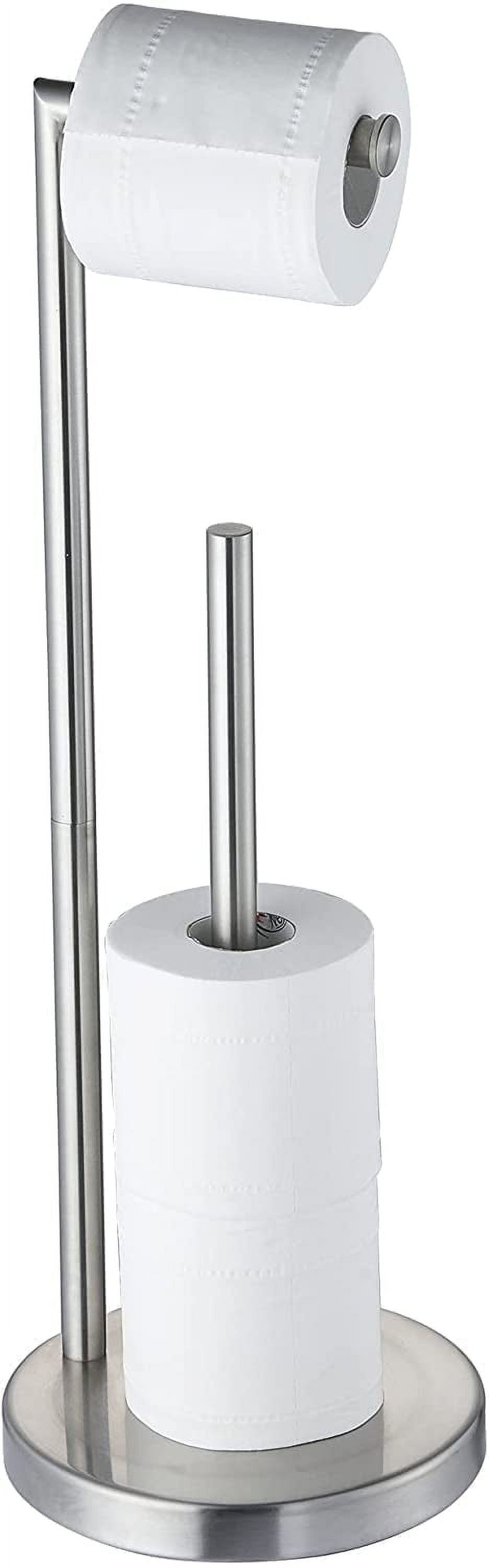 Marmolux Acc Brushed Steel Toilet Paper Holder with Storage, Freestanding
