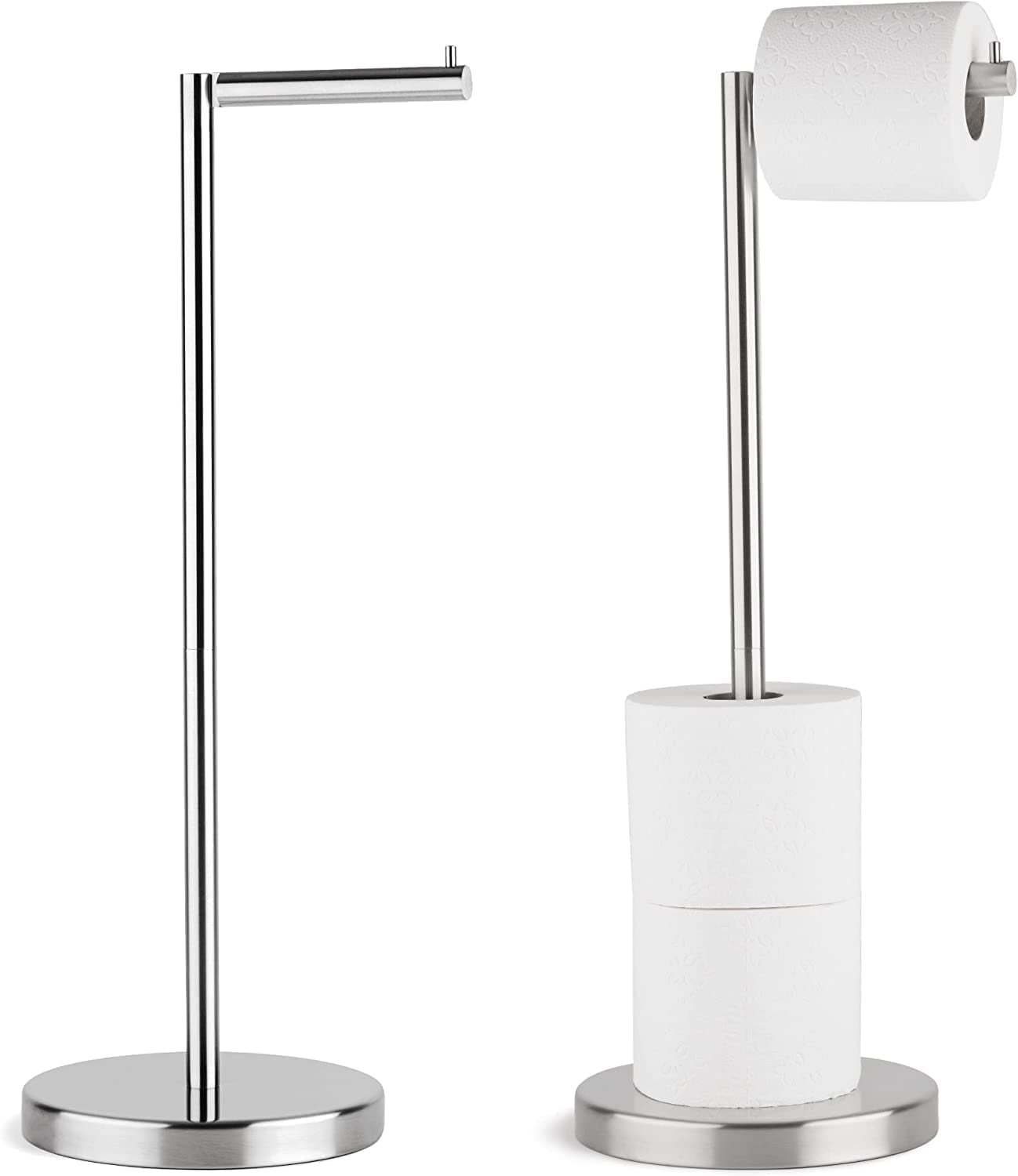 Brushed Steel Modern Free Standing Toilet Paper Holder