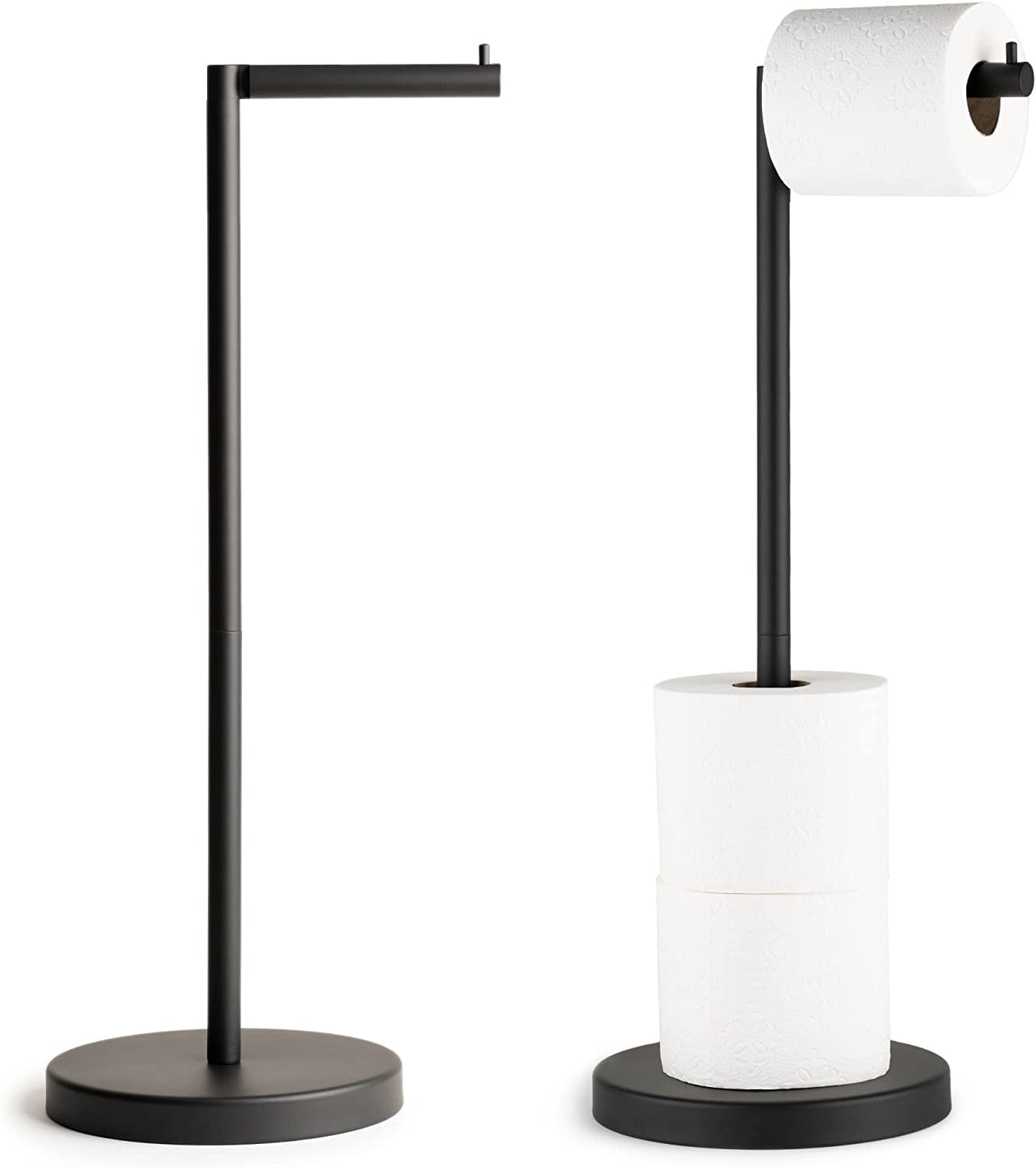 Modern Matte Black Stainless Steel Free Standing Toilet Paper Holder